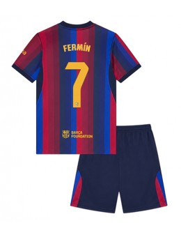 Barcelona Fermin Lopez #7 Replika Hemmakläder Barn 2026-27 Kortärmad (+ byxor)